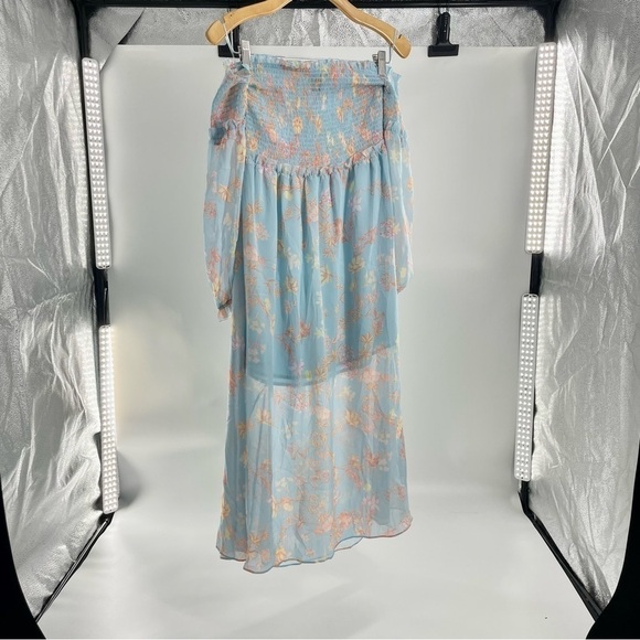 NWT FRENCH CONNECTION Women's Diana Off-The-Shoulder Midi Dress Blue Floral 4 - Picture 10 of 11